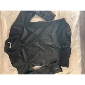 Siliteelon Black Satin Button-Up Blouse‎ - Classic & Elegant